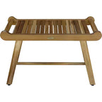 HomeRoots Rectangular Teak Shower Bench With Handles In Natural Finish