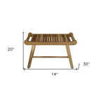 Banc de douche rectangulaire HomeRoots en teck avec poignées et finition naturelle