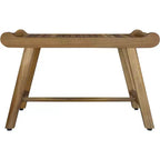 Banc de douche rectangulaire HomeRoots en teck avec poignées et finition naturelle