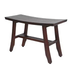 HomeRoots 24 Dark Brown Solid Teak Wood Shower Bench