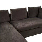 Canapé d'angle moderne en tissu chenille Merax en forme de L avec compartiment de rangement en bois et coussins décoratifs