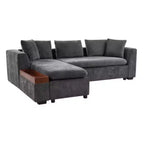 Canapé d'angle moderne en tissu chenille Merax en forme de L avec compartiment de rangement en bois et coussins décoratifs