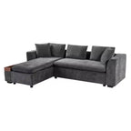 Canapé d'angle moderne en tissu chenille Merax en forme de L avec compartiment de rangement en bois et coussins décoratifs