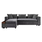 Canapé d'angle moderne en tissu chenille Merax en forme de L avec compartiment de rangement en bois et coussins décoratifs