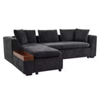 Canapé d'angle moderne en tissu chenille Merax en forme de L avec compartiment de rangement en bois et coussins décoratifs