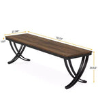 MAYEERTY 78 Table à manger industrielle rectangulaire, 6-8 places, pieds en métal robuste