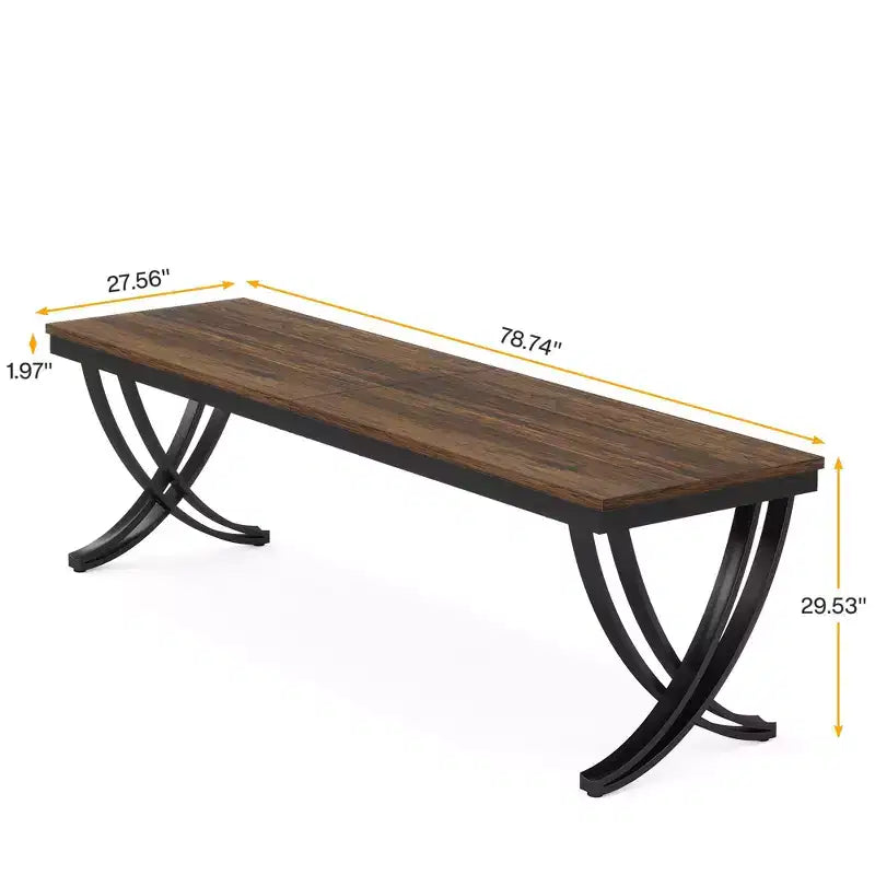 MAYEERTY 78 Table à manger industrielle rectangulaire, 6-8 places, pieds en métal robuste