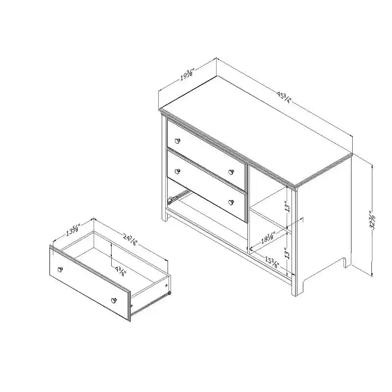 HomeStock Commode horizontale en panneaux de particules de 20,09 cm de hauteur avec 3 tiroirs et finition blanche