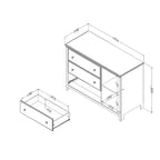HomeStock Commode horizontale en panneaux de particules de 20,09 cm de hauteur avec 3 tiroirs et finition blanche