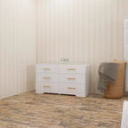 MAYEERTY Armoire blanche à 6 tiroirs, grand meuble de rangement en bois composite pour chambre à coucher ou salon