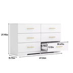 MAYEERTY Armoire blanche à 6 tiroirs, grand meuble de rangement en bois composite pour chambre à coucher ou salon