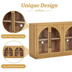 Meuble buffet de rangement Merax à 4 portes de style rétro avec verre arqué et étagères réglables