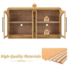 Meuble buffet de rangement Merax à 4 portes de style rétro avec verre arqué et étagères réglables