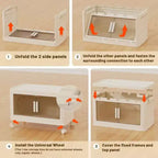 MAYEERTY Meuble de Rangement Pliable en Plastique à 4 Niveaux avec Portes Magnétiques et Roues, Organiseurs et Conteneurs de Rangement Blancs pour Petits Espaces
