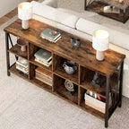 Acekool 62 Meuble de rangement 8 cubes, Étagère horizontale industrielle à 3 niveaux en métal et bois pour entrée, salon