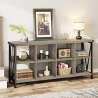 Acekool 62 Meuble de rangement 8 cubes, Étagère horizontale industrielle à 3 niveaux en métal et bois pour entrée, salon