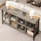 Acekool 62 Meuble de rangement 8 cubes, Étagère horizontale industrielle à 3 niveaux en métal et bois pour entrée, salon