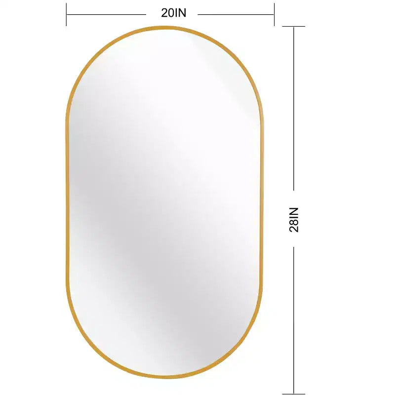Miroir ovale en métal doré 20 x 28 pouces