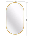 Miroir ovale en métal doré 20 x 28 pouces