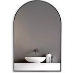 20x30 Inch Black Metal Framed Arched Bathrrom Mirror for Wall.