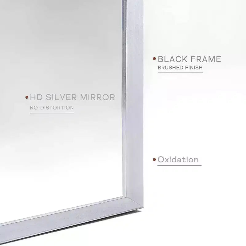 Miroir de salle de bain mural arqué encadré en métal noir 20x30 pouces.
