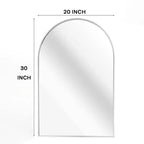 Miroir de salle de bain mural arqué encadré en métal noir 20x30 pouces.