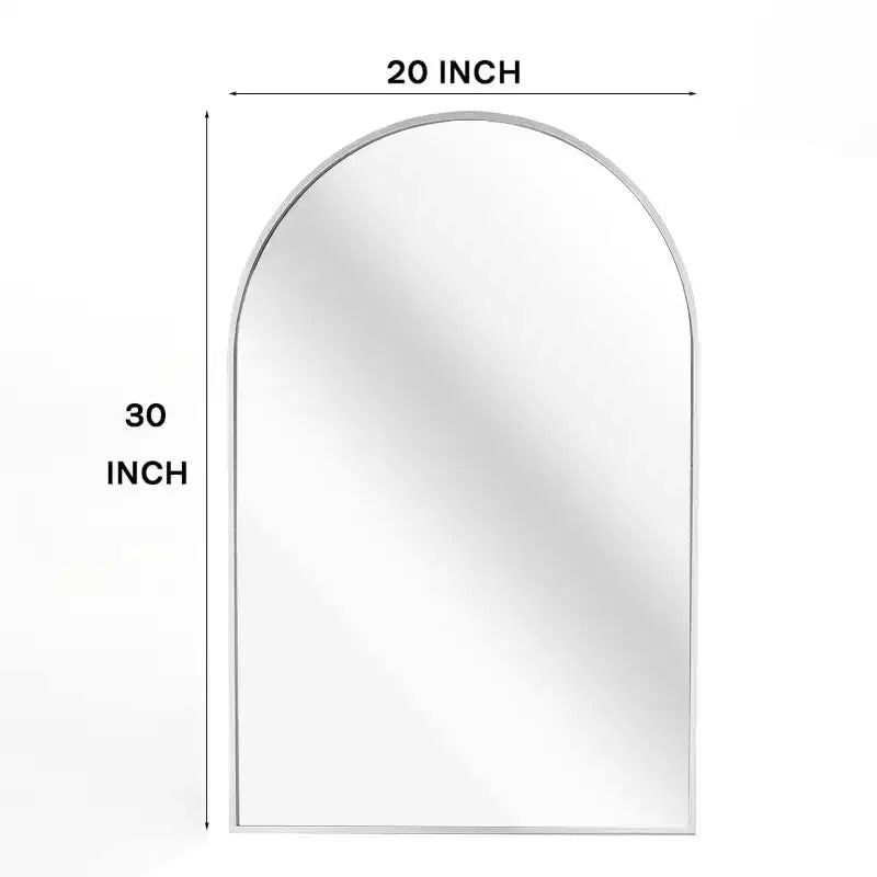 Miroir de salle de bain mural arqué encadré en métal noir 20x30 pouces.