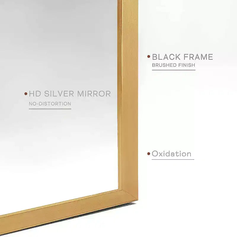 Miroir de salle de bain mural arqué encadré en métal noir 20x30 pouces.