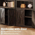 Étagère de ferme Acekool à 5 niveaux avec portes, armoire de rangement en bois pour salon, bureau, chambre à coucher
