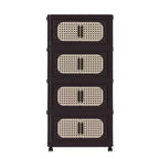 MAYEERTY 20 faces 4 niveaux armoire de rangement pliable en plastique avec porte magnétique et roues pour salon, marron rétro