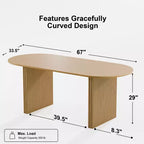 Table à manger 67" avec double piédestal rayé pour 6 personnes