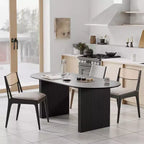 Table à manger 67" avec double piédestal rayé pour 6 personnes