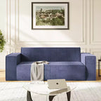 Mjkone Velvet Fabric Loveseat Sofa with Legless Design&Widened Armrest,Upholstered 2-Seater Couch for Living Room