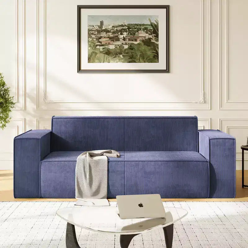 Mjkone Velvet Fabric Loveseat Sofa with Legless Design&Widened Armrest,Upholstered 2-Seater Couch for Living Room