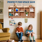 GustoWave Meuble de Rangement à 10 Casiers avec Crochets et Étagère pour Jouets d'Enfants