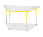 Jonti-Craft Berries Adult-Size Gray Laminate Trapezoid Table (24 x 48) in Yellow