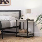 Table d'appoint pivotante Acekool 360° avec station de charge, 3 niveaux de rangement, roulettes verrouillables et sac latéral – Table de chevet/d'appoint mobile pour salon et chambre