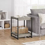 Table d'appoint pivotante Acekool 360° avec station de charge, 3 niveaux de rangement, roulettes verrouillables et sac latéral – Table de chevet/d'appoint mobile pour salon et chambre