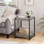 Table d'appoint pivotante Acekool 360° avec station de charge, 3 niveaux de rangement, roulettes verrouillables et sac latéral – Table de chevet/d'appoint mobile pour salon et chambre