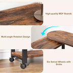 Table d'appoint pivotante Acekool 360° avec station de charge, 3 niveaux de rangement, roulettes verrouillables et sac latéral – Table de chevet/d'appoint mobile pour salon et chambre
