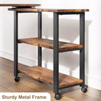 Table d'appoint pivotante Acekool 360° avec station de charge, 3 niveaux de rangement, roulettes verrouillables et sac latéral – Table de chevet/d'appoint mobile pour salon et chambre