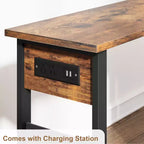 Table d'appoint pivotante Acekool 360° avec station de charge, 3 niveaux de rangement, roulettes verrouillables et sac latéral – Table de chevet/d'appoint mobile pour salon et chambre