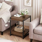 Table d'appoint pivotante Acekool 360° avec station de charge, 3 niveaux de rangement, roulettes verrouillables et sac latéral – Table de chevet/d'appoint mobile pour salon et chambre