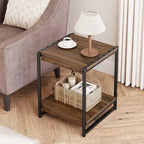 Table d'appoint pivotante Acekool 360° avec station de charge, 3 niveaux de rangement, roulettes verrouillables et sac latéral – Table de chevet/d'appoint mobile pour salon et chambre