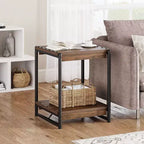 Table d'appoint pivotante Acekool 360° avec station de charge, 3 niveaux de rangement, roulettes verrouillables et sac latéral – Table de chevet/d'appoint mobile pour salon et chambre