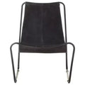 vidaXL Relaxing Chair Black Genuine Leather, Powder-Coated Iron