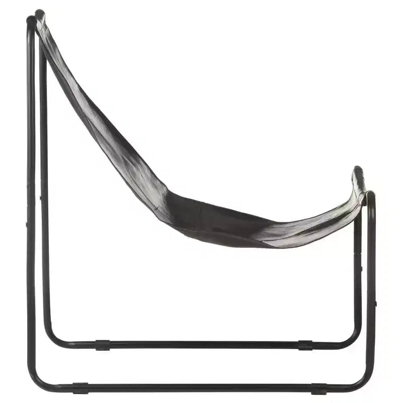 vidaXL Chaise relaxante en cuir véritable noir, fer thermolaqué