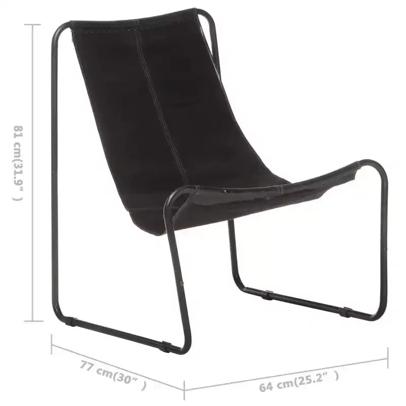 vidaXL Chaise relaxante en cuir véritable noir, fer thermolaqué