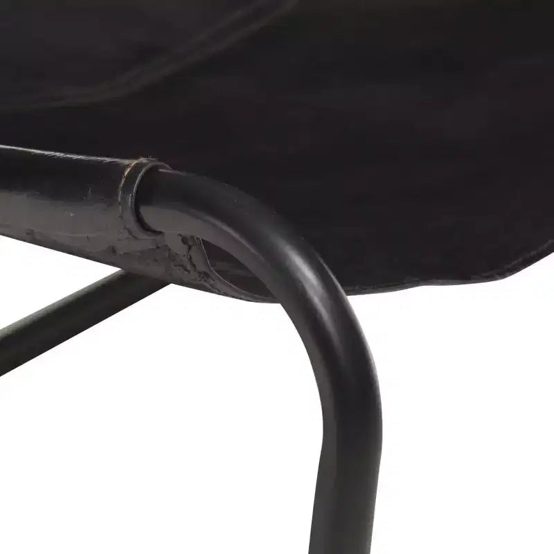 vidaXL Chaise relaxante en cuir véritable noir, fer thermolaqué