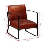 VidaXL Fauteuil de salon de style industriel - Siège en cuir marron, rembourrage en mousse confortable, design robuste, cadre en acier solide
